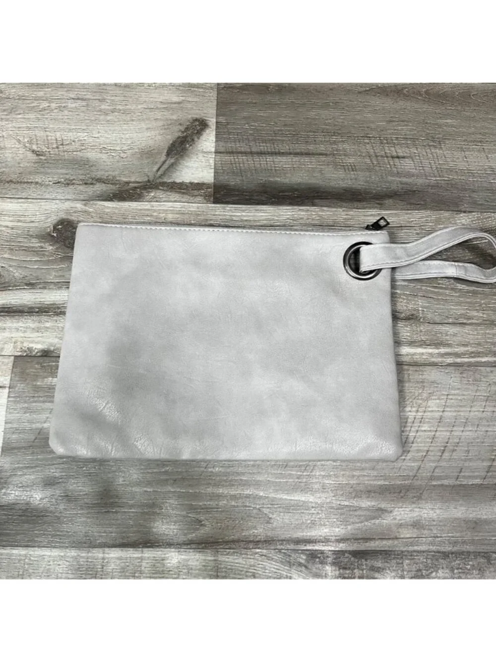 CC-US Oversized Envelope Clutch Handbag Soft Leather Grey Size 12” x 9”